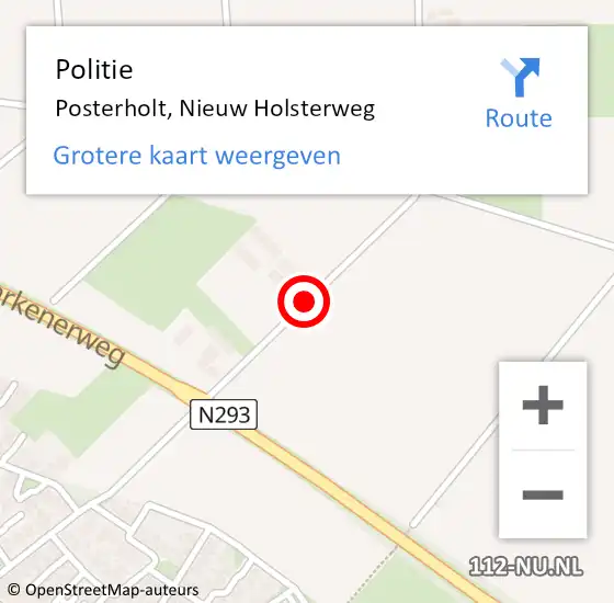 Locatie op kaart van de 112 melding: Politie Posterholt, Nieuw Holsterweg op 7 september 2020 12:17