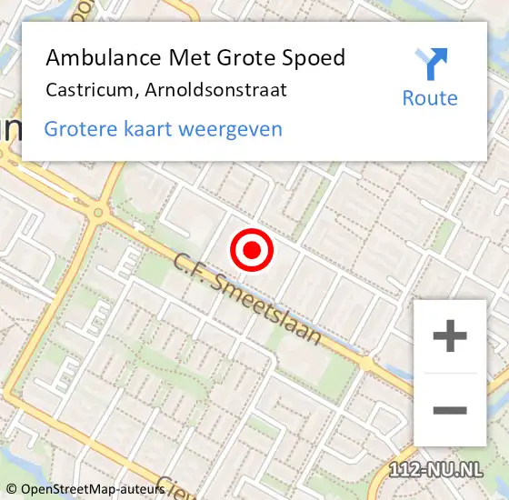 Locatie op kaart van de 112 melding: Ambulance Met Grote Spoed Naar Castricum, Arnoldsonstraat op 7 september 2020 12:35