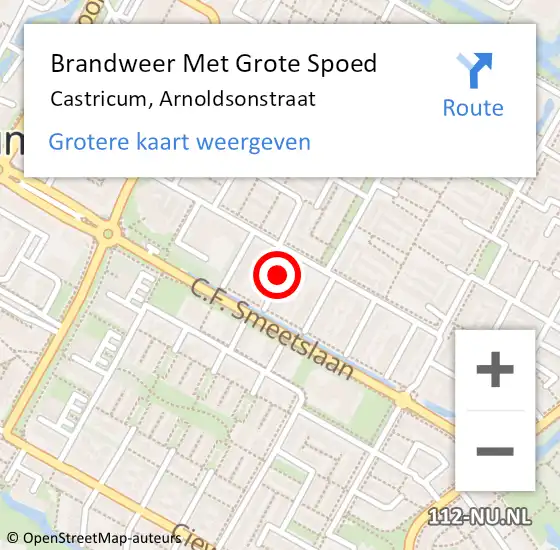 Locatie op kaart van de 112 melding: Brandweer Met Grote Spoed Naar Castricum, Arnoldsonstraat op 7 september 2020 12:43