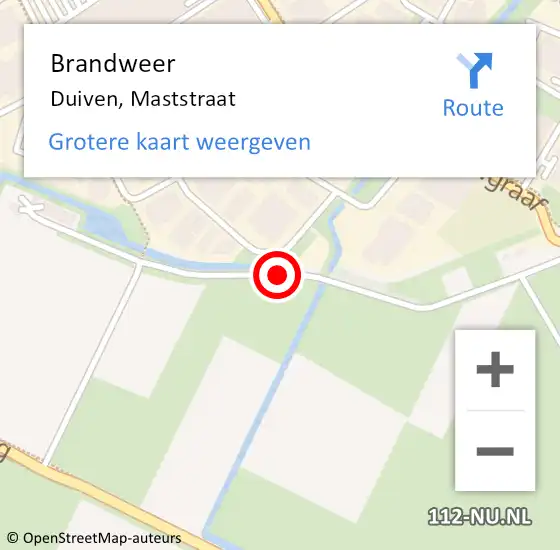 Locatie op kaart van de 112 melding: Brandweer Duiven, Maststraat op 7 september 2020 13:42