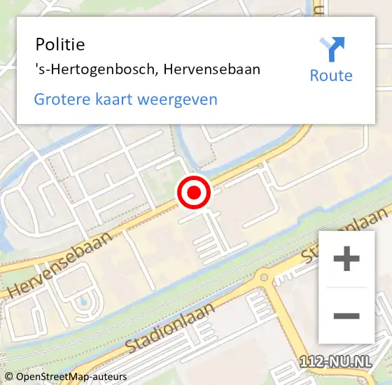 Locatie op kaart van de 112 melding: Politie 's-Hertogenbosch, Hervensebaan op 7 september 2020 14:27