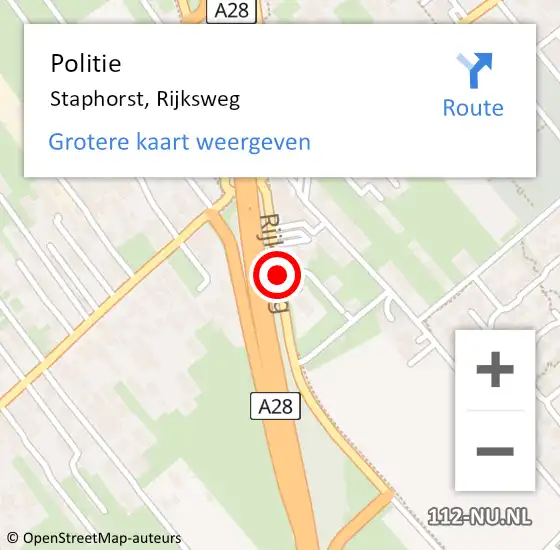 Locatie op kaart van de 112 melding: Politie Staphorst, Rijksweg op 7 september 2020 14:42