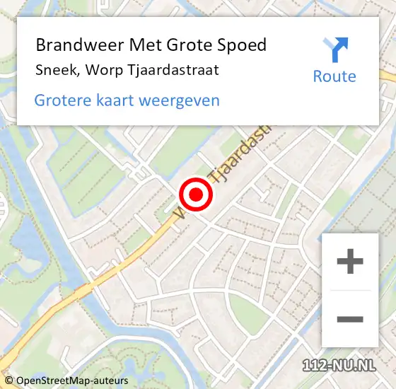 Locatie op kaart van de 112 melding: Brandweer Met Grote Spoed Naar Sneek, Worp Tjaardastraat op 7 september 2020 15:13