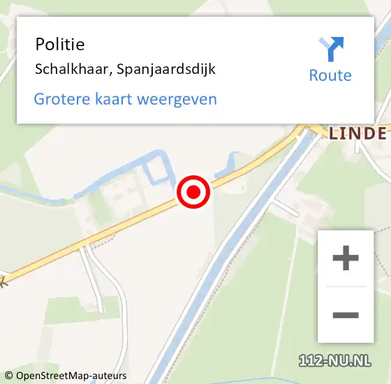 Locatie op kaart van de 112 melding: Politie Schalkhaar, Spanjaardsdijk op 7 september 2020 15:35