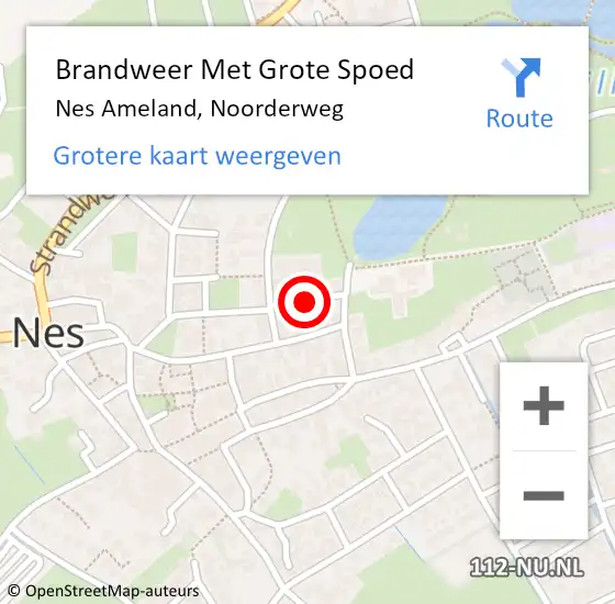 Locatie op kaart van de 112 melding: Brandweer Met Grote Spoed Naar Nes Ameland, Noorderweg op 7 september 2020 16:25