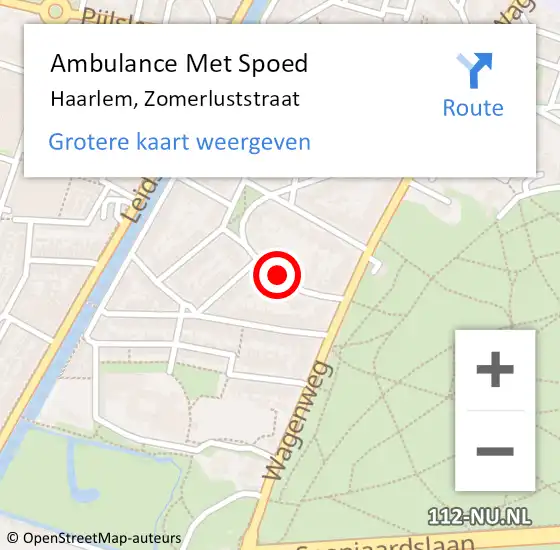 Locatie op kaart van de 112 melding: Ambulance Met Spoed Naar Haarlem, Zomerluststraat op 7 september 2020 16:44