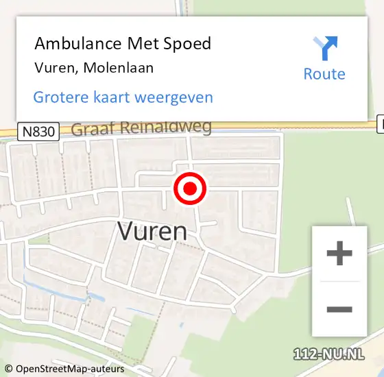 Locatie op kaart van de 112 melding: Ambulance Met Spoed Naar Vuren, Molenlaan op 7 september 2020 17:10