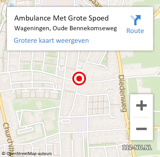 Locatie op kaart van de 112 melding: Ambulance Met Grote Spoed Naar Wageningen, Oude Bennekomseweg op 7 september 2020 18:26