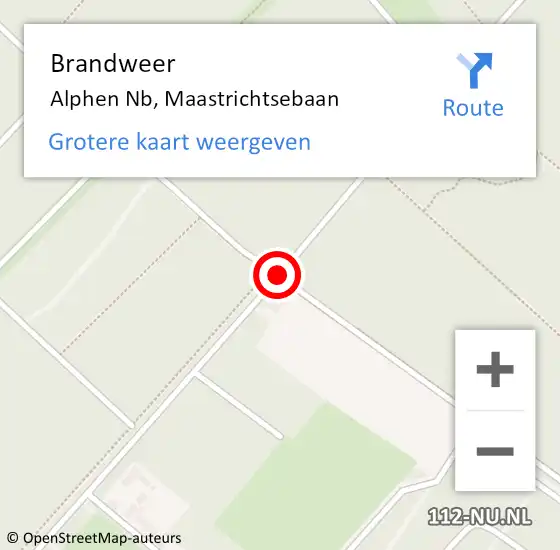 Locatie op kaart van de 112 melding: Brandweer Alphen Nb, Maastrichtsebaan op 7 september 2020 18:43