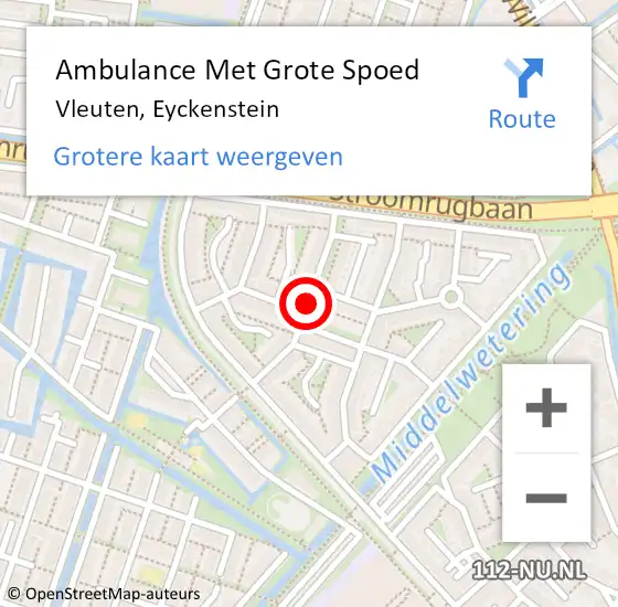 Locatie op kaart van de 112 melding: Ambulance Met Grote Spoed Naar Vleuten, Eyckenstein op 7 september 2020 19:01