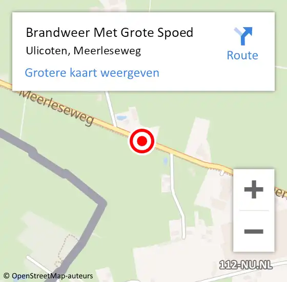 Locatie op kaart van de 112 melding: Brandweer Met Grote Spoed Naar Ulicoten, Meerleseweg op 7 september 2020 19:23