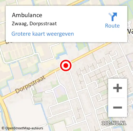 Locatie op kaart van de 112 melding: Ambulance Zwaag, Dorpsstraat op 7 september 2020 20:35