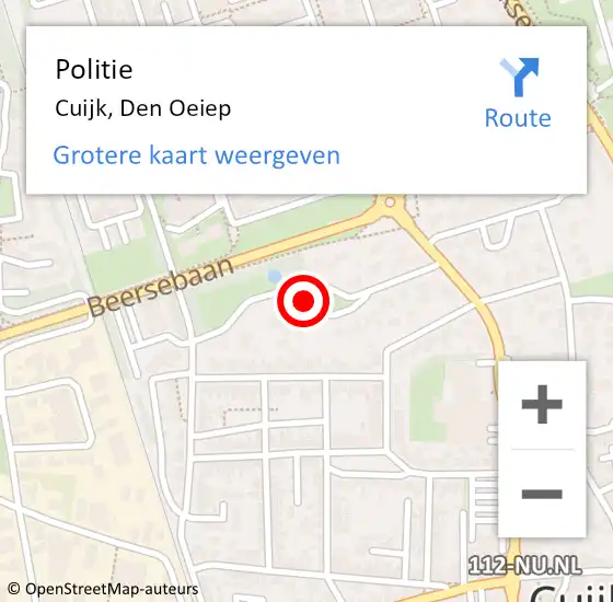 Locatie op kaart van de 112 melding: Politie Cuijk, Den Oeiep op 7 september 2020 20:51