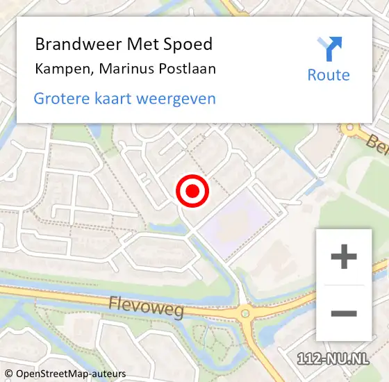 Locatie op kaart van de 112 melding: Brandweer Met Spoed Naar Kampen, Marinus Postlaan op 7 september 2020 21:27
