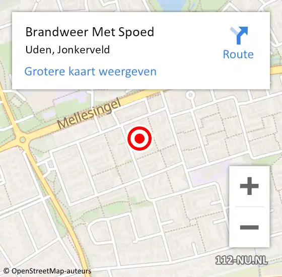 Locatie op kaart van de 112 melding: Brandweer Met Spoed Naar Uden, Jonkerveld op 7 september 2020 23:00