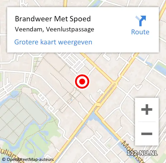 Locatie op kaart van de 112 melding: Brandweer Met Spoed Naar Veendam, Veenlustpassage op 7 september 2020 23:19