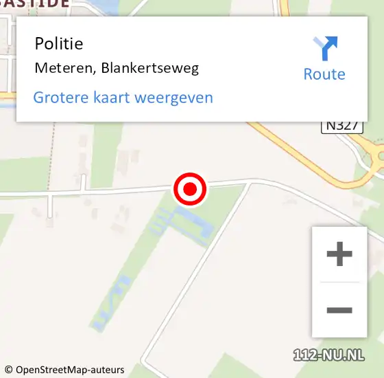 Locatie op kaart van de 112 melding: Politie Meteren, Blankertseweg op 7 september 2020 23:47