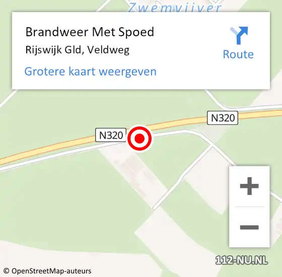 Locatie op kaart van de 112 melding: Brandweer Met Spoed Naar Rijswijk Gld, Veldweg op 8 september 2020 01:50