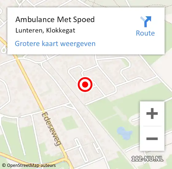 Locatie op kaart van de 112 melding: Ambulance Met Spoed Naar Lunteren, Klokkegat op 8 september 2020 03:08