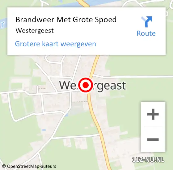 Locatie op kaart van de 112 melding: Brandweer Met Grote Spoed Naar Westergeest op 8 september 2020 05:00