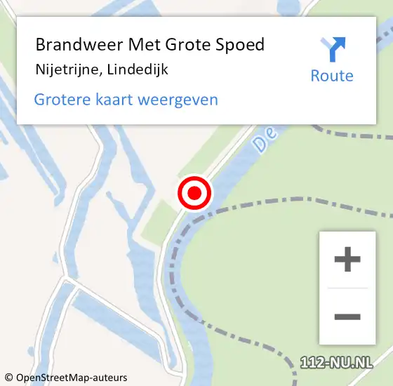 Locatie op kaart van de 112 melding: Brandweer Met Grote Spoed Naar Nijetrijne, Lindedijk op 8 september 2020 06:52