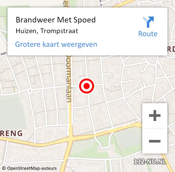 Locatie op kaart van de 112 melding: Brandweer Met Spoed Naar Huizen, Trompstraat op 8 september 2020 08:51