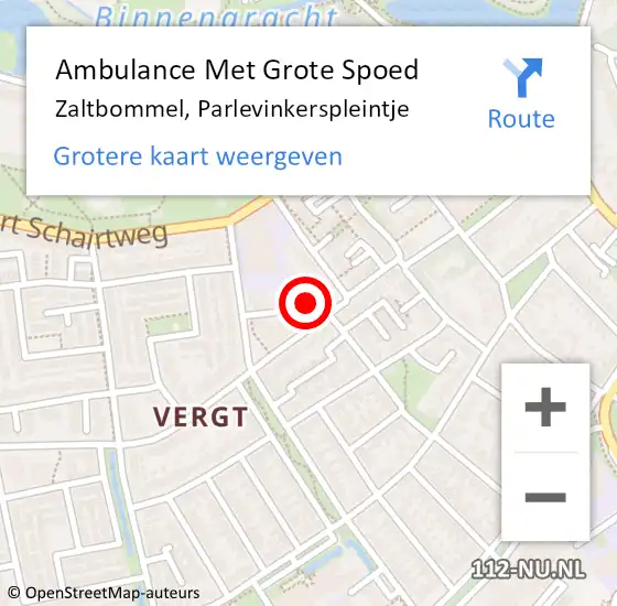 Locatie op kaart van de 112 melding: Ambulance Met Grote Spoed Naar Zaltbommel, Parlevinkerspleintje op 18 mei 2014 11:12