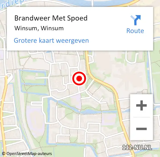 Locatie op kaart van de 112 melding: Brandweer Met Spoed Naar Winsum, Winsum op 8 september 2020 10:47