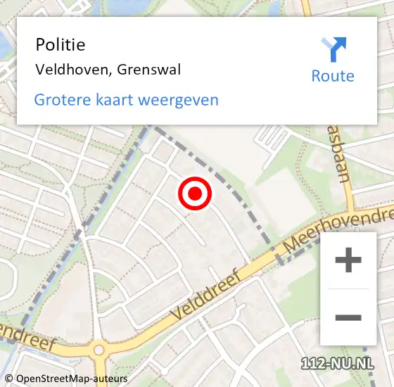 Locatie op kaart van de 112 melding: Politie Veldhoven, Grenswal op 8 september 2020 12:03