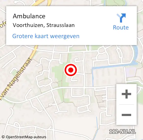 Locatie op kaart van de 112 melding: Ambulance Voorthuizen, Strausslaan op 8 september 2020 12:24