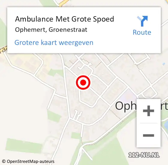 Locatie op kaart van de 112 melding: Ambulance Met Grote Spoed Naar Ophemert, Groenestraat op 8 september 2020 12:31