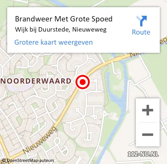 Locatie op kaart van de 112 melding: Brandweer Met Grote Spoed Naar Wijk bij Duurstede, Nieuweweg op 8 september 2020 13:07