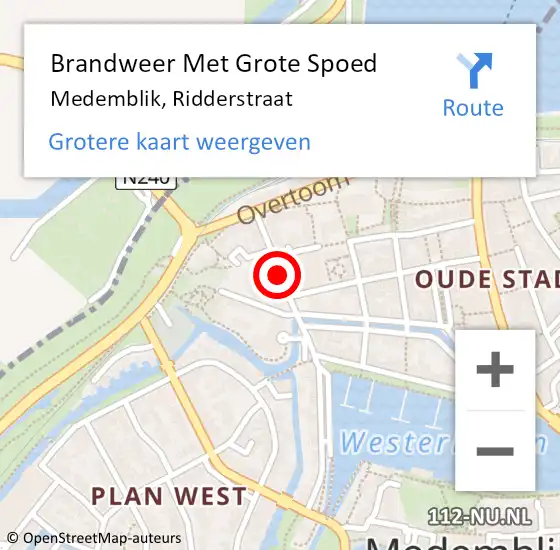 Locatie op kaart van de 112 melding: Brandweer Met Grote Spoed Naar Medemblik, Ridderstraat op 8 september 2020 13:12