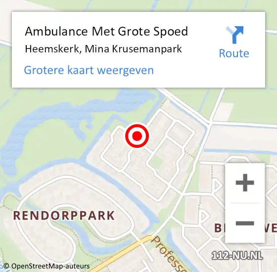 Locatie op kaart van de 112 melding: Ambulance Met Grote Spoed Naar Heemskerk, Mina Krusemanpark op 8 september 2020 13:22