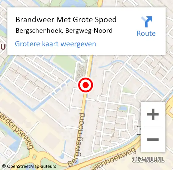 Locatie op kaart van de 112 melding: Brandweer Met Grote Spoed Naar Bergschenhoek, Bergweg-Noord op 8 september 2020 13:29