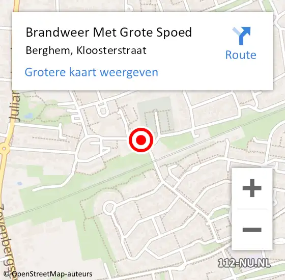 Locatie op kaart van de 112 melding: Brandweer Met Grote Spoed Naar Berghem, Kloosterstraat op 8 september 2020 15:47