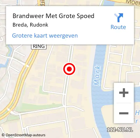 Locatie op kaart van de 112 melding: Brandweer Met Grote Spoed Naar Breda, Rudonk op 8 september 2020 16:00