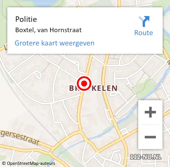Locatie op kaart van de 112 melding: Politie Boxtel, van Hornstraat op 8 september 2020 16:40