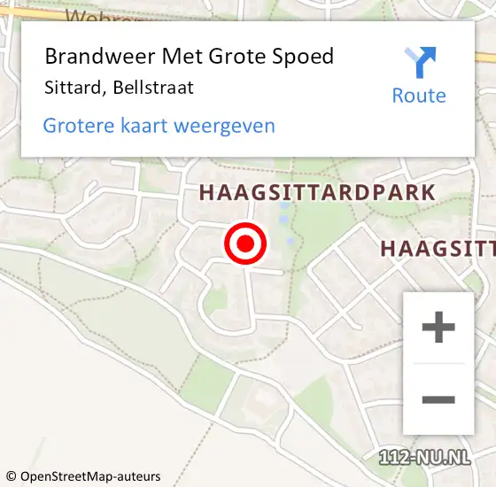 Locatie op kaart van de 112 melding: Brandweer Met Grote Spoed Naar Sittard, Bellstraat op 8 september 2020 17:50