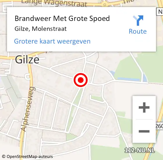 Locatie op kaart van de 112 melding: Brandweer Met Grote Spoed Naar Gilze, Molenstraat op 8 september 2020 19:32