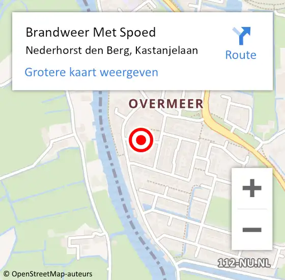 Locatie op kaart van de 112 melding: Brandweer Met Spoed Naar Nederhorst den Berg, Kastanjelaan op 8 september 2020 20:03