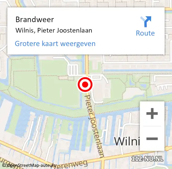 Locatie op kaart van de 112 melding: Brandweer Wilnis, Pieter Joostenlaan op 8 september 2020 20:50