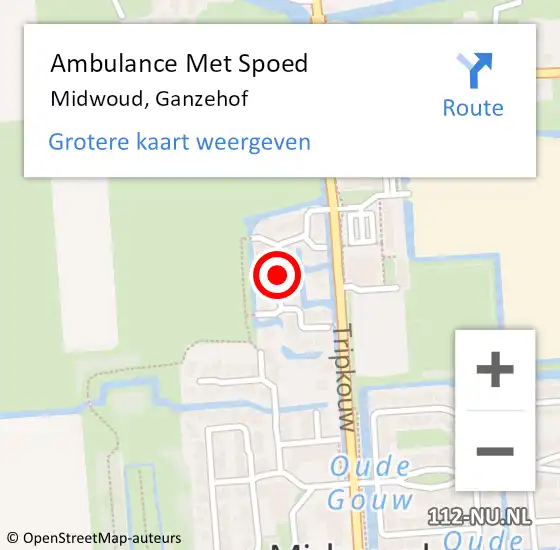 Locatie op kaart van de 112 melding: Ambulance Met Spoed Naar Midwoud, Ganzehof op 8 september 2020 21:01