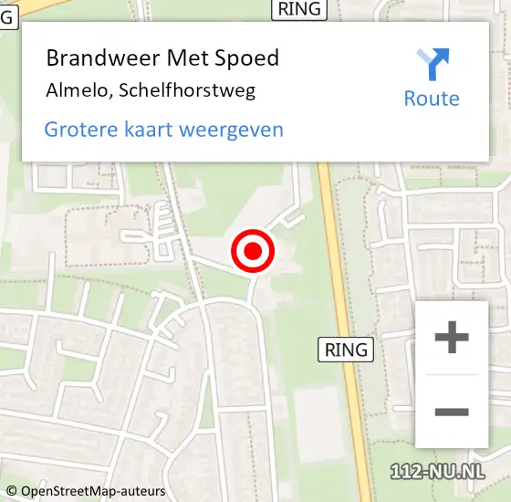 Locatie op kaart van de 112 melding: Brandweer Met Spoed Naar Almelo, Schelfhorstweg op 8 september 2020 22:00