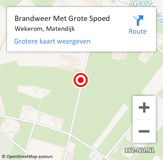 Locatie op kaart van de 112 melding: Brandweer Met Grote Spoed Naar Wekerom, Matendijk op 9 september 2020 08:27