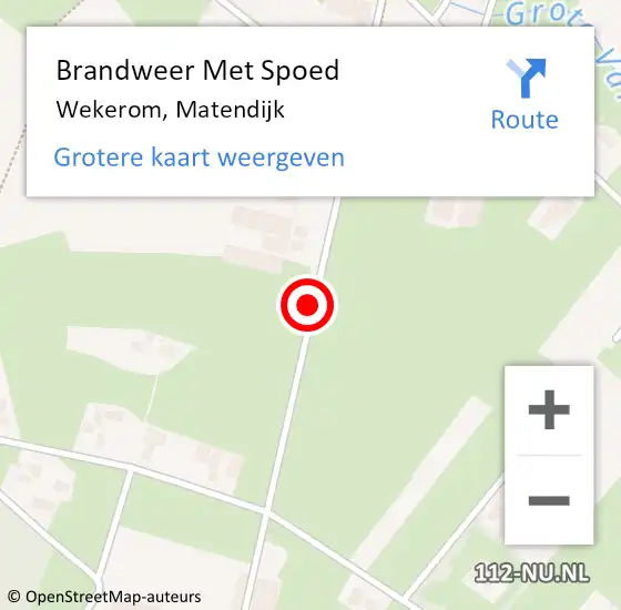 Locatie op kaart van de 112 melding: Brandweer Met Spoed Naar Wekerom, Matendijk op 9 september 2020 08:46