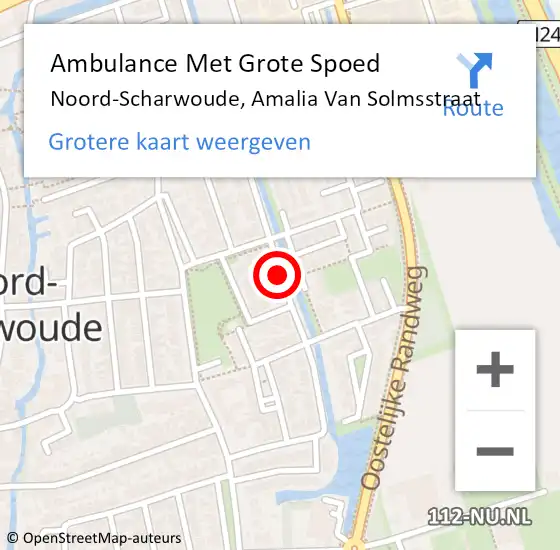Locatie op kaart van de 112 melding: Ambulance Met Grote Spoed Naar Noord-Scharwoude, Amalia Van Solmsstraat op 9 september 2020 09:35
