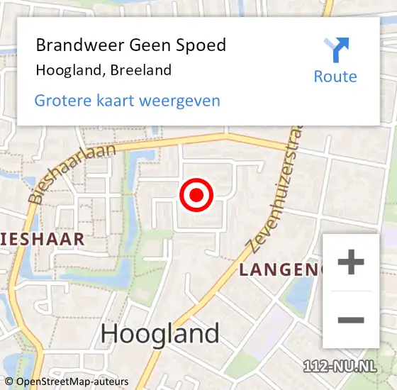 Locatie op kaart van de 112 melding: Brandweer Geen Spoed Naar Hoogland, Breeland op 9 september 2020 10:14