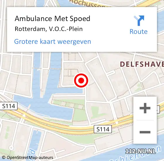 Locatie op kaart van de 112 melding: Ambulance Met Spoed Naar Rotterdam, V.O.C.-Plein op 9 september 2020 10:28