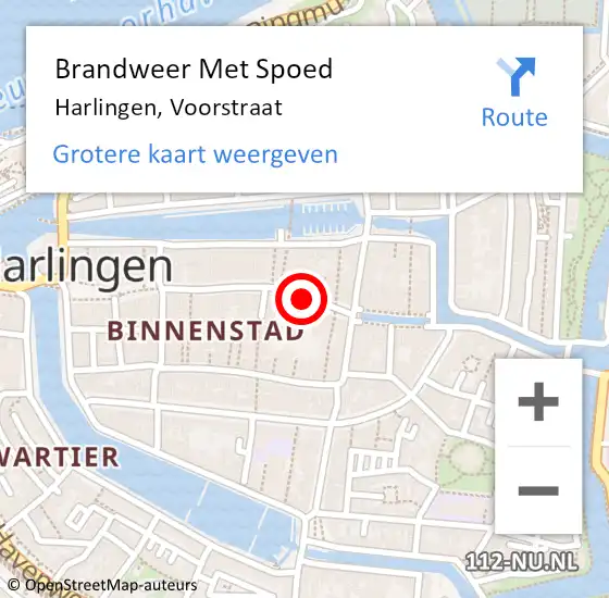 Locatie op kaart van de 112 melding: Brandweer Met Spoed Naar Harlingen, Voorstraat op 9 september 2020 11:40